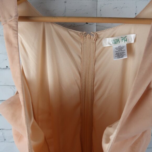 STEPS NY PEACH SLEEVELESS SQUARE NECK RUCHED MAXI DRESS SIZE LARGE - Picture 3 of 10